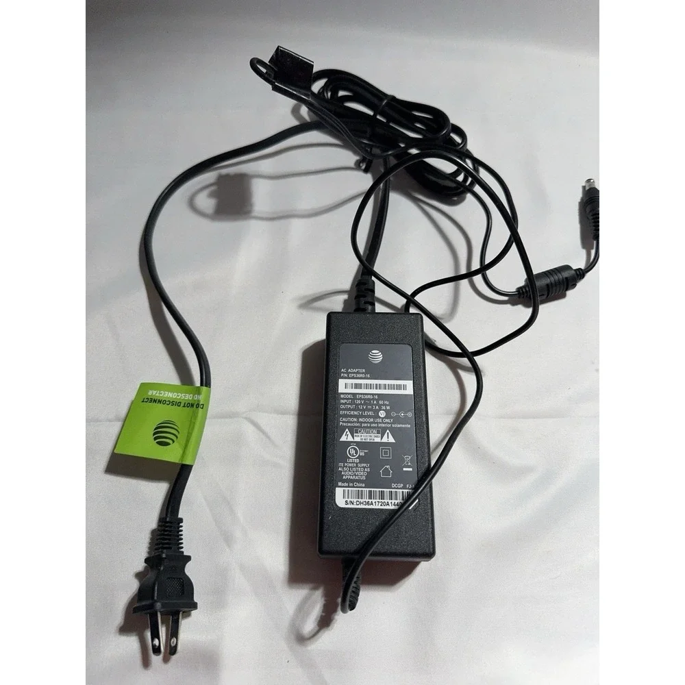 AT&T EPS36R0-16 36W 12V 3A Gateway Modem AC Adapter Power Charger @MB164